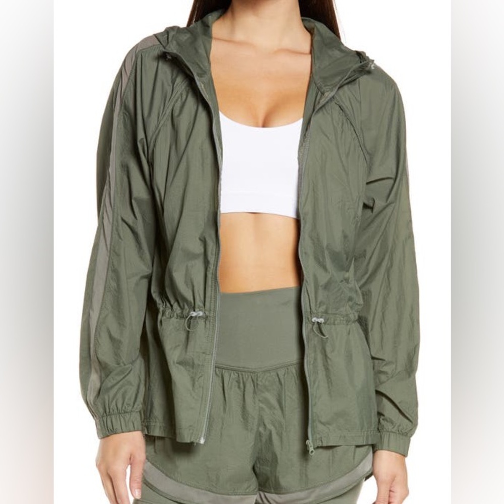 Zella Fresh Air Hooded Nylon Jacket with Drawstring Waist